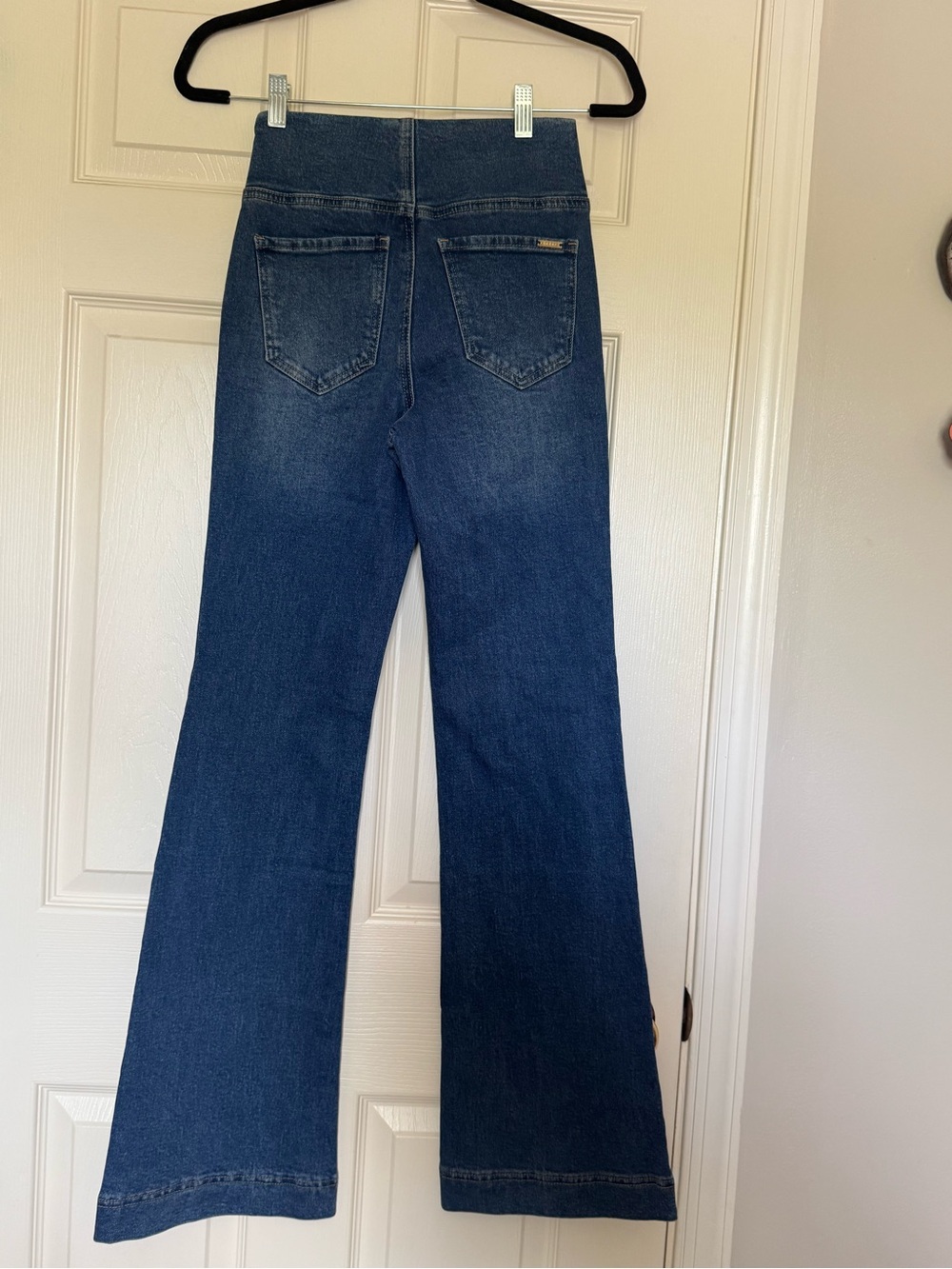 High Waist Button Detail Wide Leg Jeans - Blue - Picture 5 of 5
